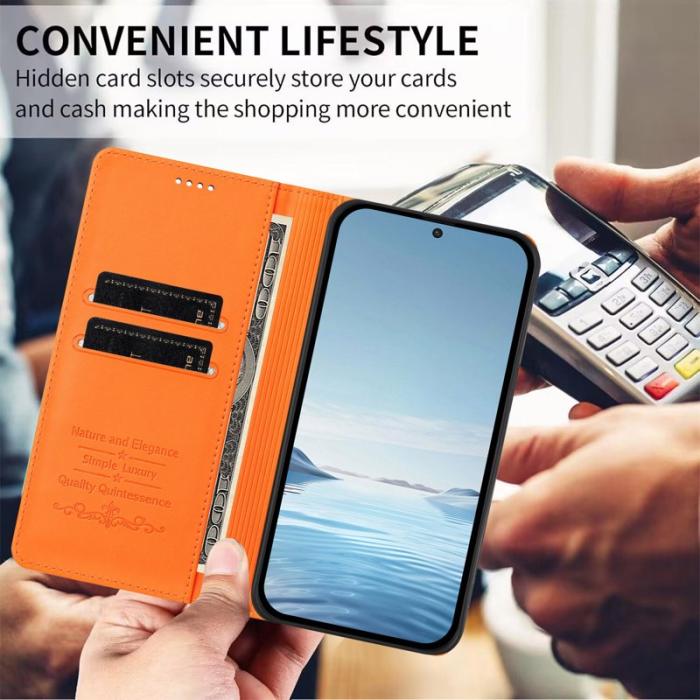 OEM - Plånboksfodral för Samsung Galaxy S26 Plus Konstläder RFID - Orange