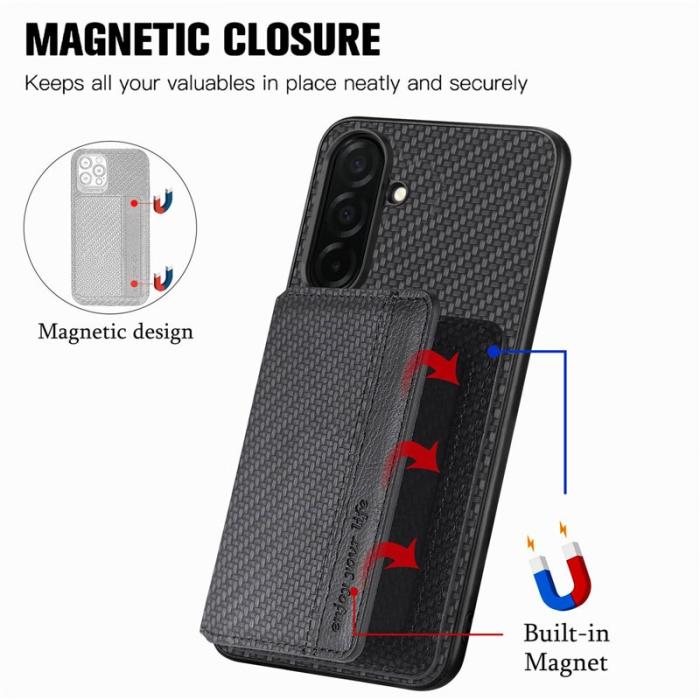 OEM - Mobilfodral för Samsung Galaxy S26 Plus Konstläder RFID - Svart