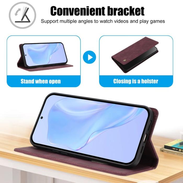 OEM - Plånboksfodral för Samsung Galaxy S26 Plus Konstläder RFID - Vinröd