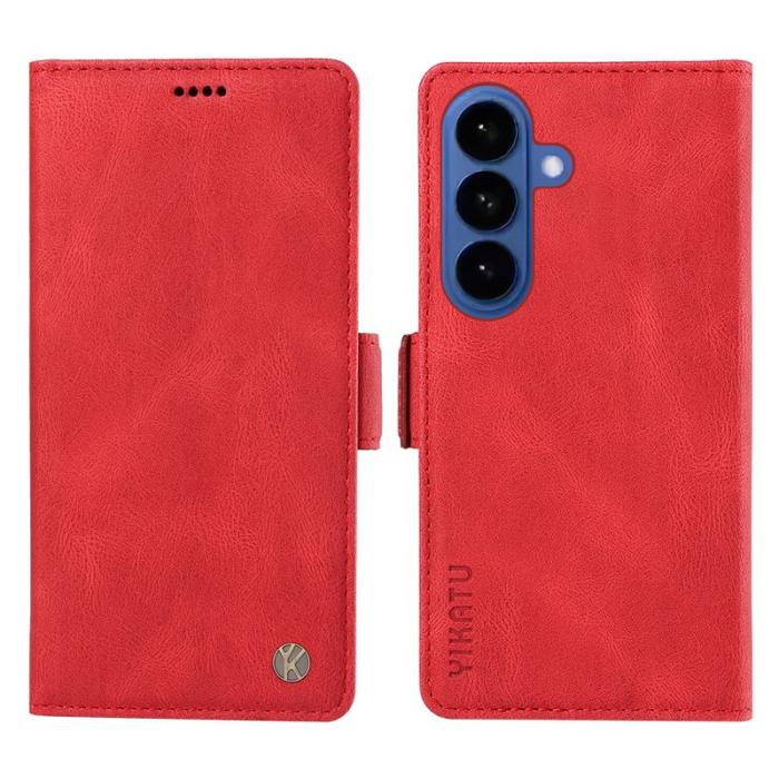 YIKATU - YIKATU Plånboksfodral för Samsung Galaxy S26 Plus Konstläder - Röd