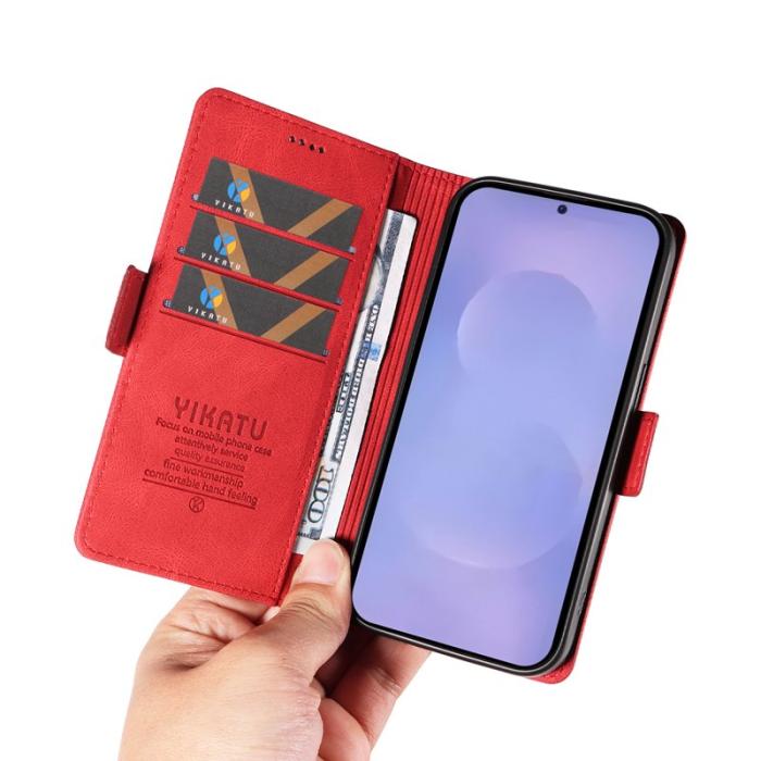 YIKATU - YIKATU Plånboksfodral för Samsung Galaxy S26 Plus Konstläder - Röd