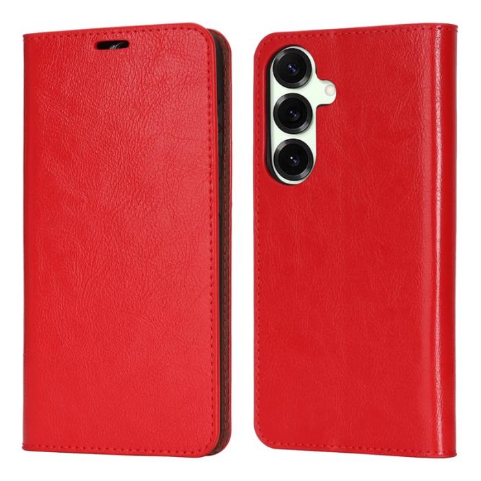 OEM - Plånboksfodral för Samsung Galaxy S26 Plus Äkta läder - Röd