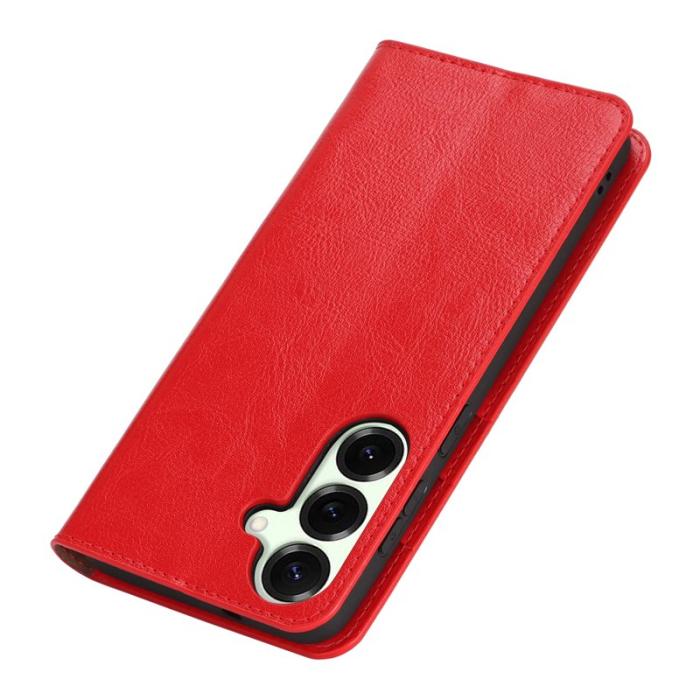 OEM - Plånboksfodral för Samsung Galaxy S26 Plus Äkta läder - Röd