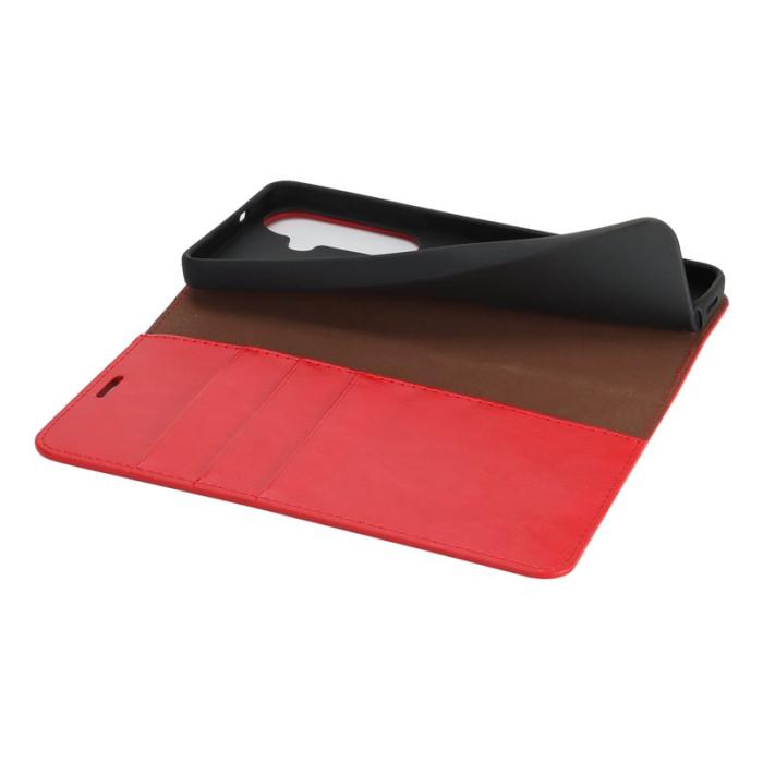 OEM - Plånboksfodral för Samsung Galaxy S26 Plus Äkta läder - Röd