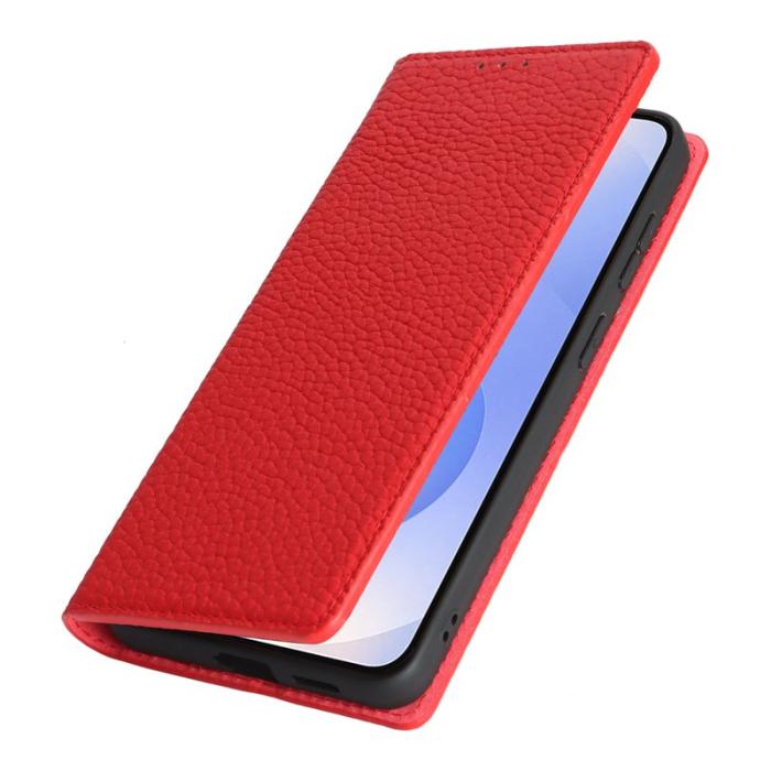 OEM - Plånboksfodral för Samsung Galaxy S26 Plus Äkta läder - Röd