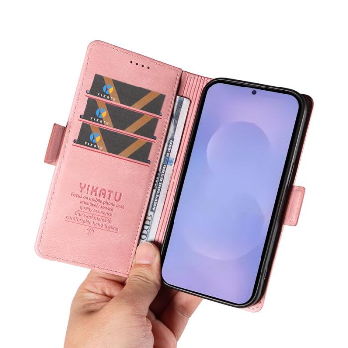 YIKATU - YIKATU Plånboksfodral för Samsung Galaxy S26 Plus Konstläder - Rosa