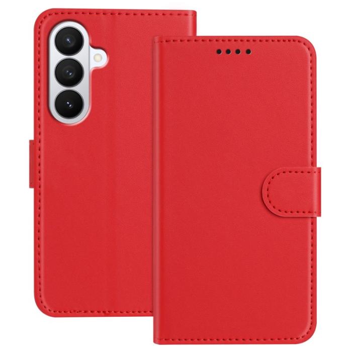 OEM - Plånboksfodral för Samsung Galaxy S26 Plus Konstläder Ställ - Röd