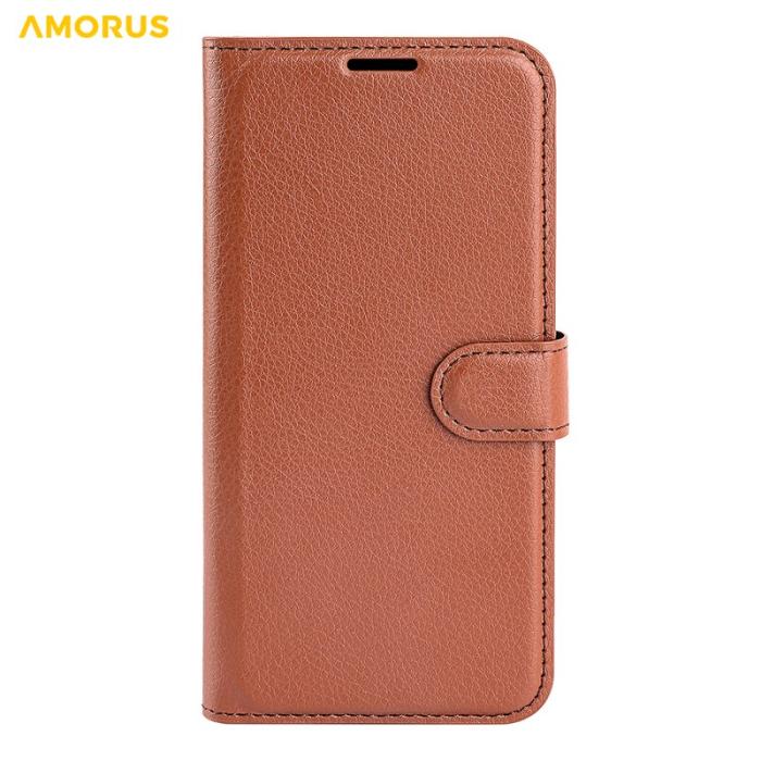 Amorus - Amorus Plånboksfodral för Samsung Galaxy S26 Plus Konstläder Stativ - Brun