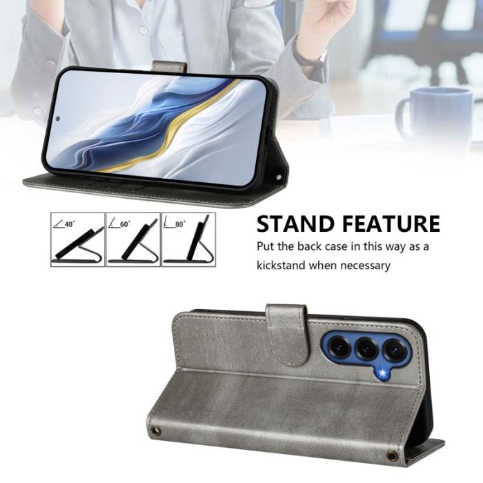 OEM - Plånboksfodral för Samsung Galaxy S26 Plus Konstläder Stativ - Grå