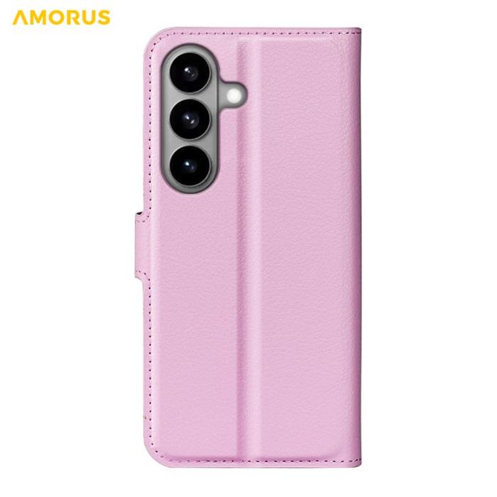 Amorus - Amorus Plånboksfodral för Samsung Galaxy S26 Plus Konstläder Stativ - Rosa