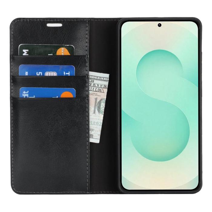 OEM - Plånboksfodral för Samsung Galaxy S26 Plus Äkta läder - Svart