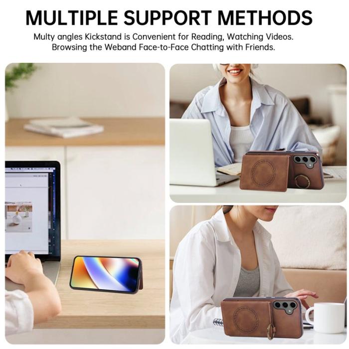 OEM - Mobilfodral för Samsung Galaxy S26 Plus Kickstand Kortfack - Brun