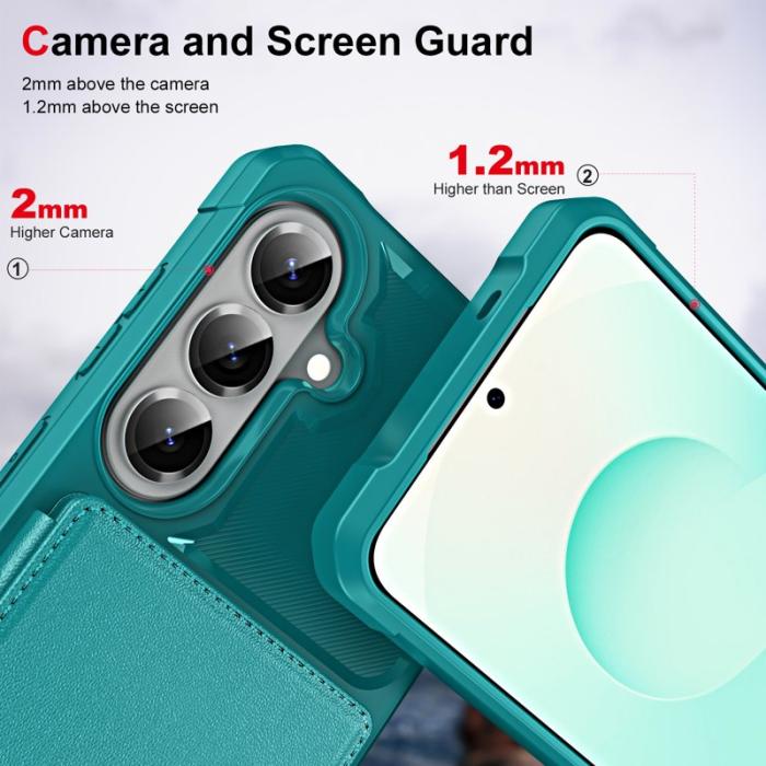 OEM - Mobilfodral för Samsung Galaxy S26 Plus Kickstand Kortfack - Grön