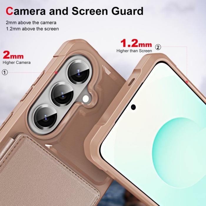 OEM - Mobilfodral för Samsung Galaxy S26 Plus Kickstand Kortfack - Roséguld