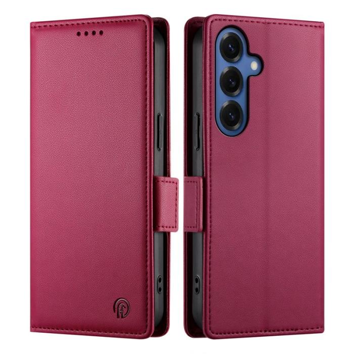 OEM - Plånboksfodral för Samsung Galaxy S26 Plus Konstläder Kickstand - Vinröd