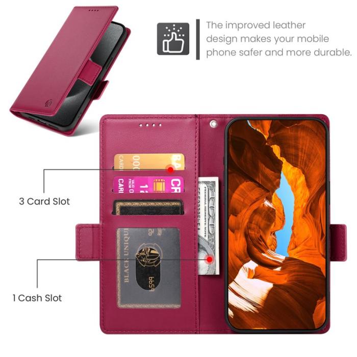 OEM - Plånboksfodral för Samsung Galaxy S26 Plus Konstläder Kickstand - Vinröd