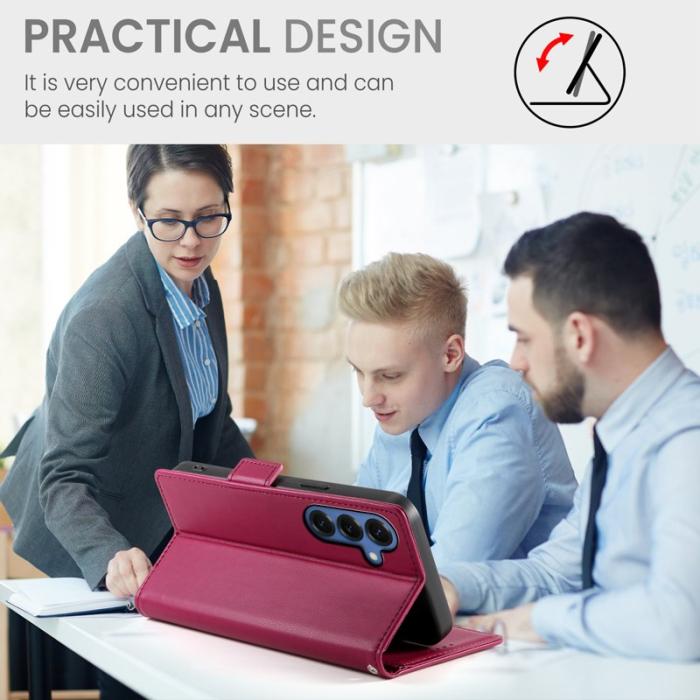 OEM - Plånboksfodral för Samsung Galaxy S26 Plus Konstläder Kickstand - Vinröd