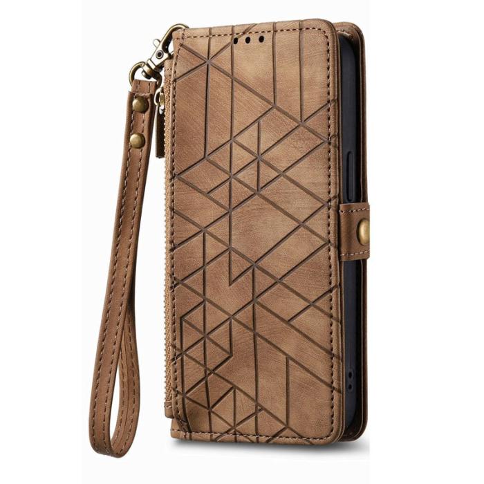 OEM - Plånboksfodral för Samsung Galaxy S26 Plus Konstläder med dragkedja - Brun