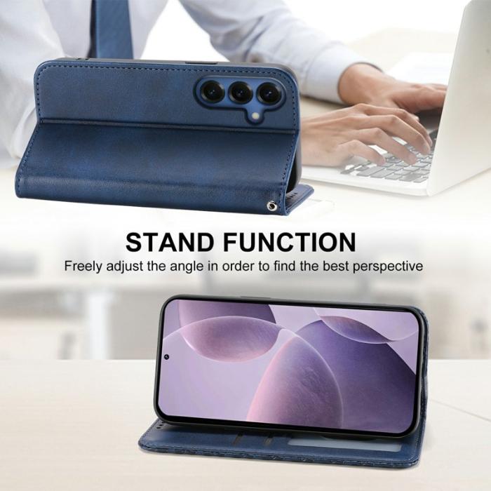 OEM - Plånboksfodral för Samsung Galaxy S26 Plus Konstläder med handledsrem - Blå