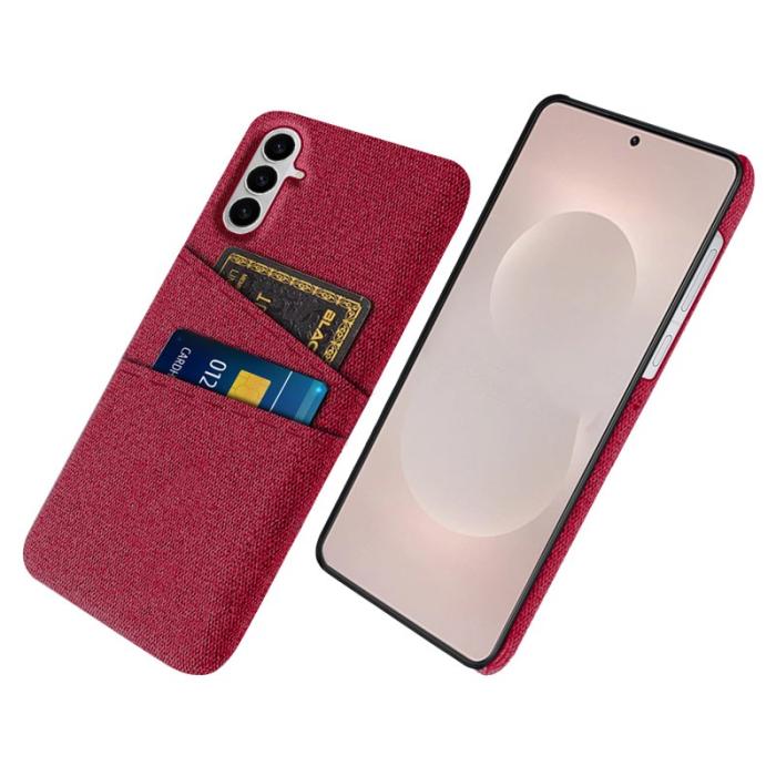 OEM - Mobilfodral för Samsung Galaxy S26 Plus Konstläder med kortfack - Röd