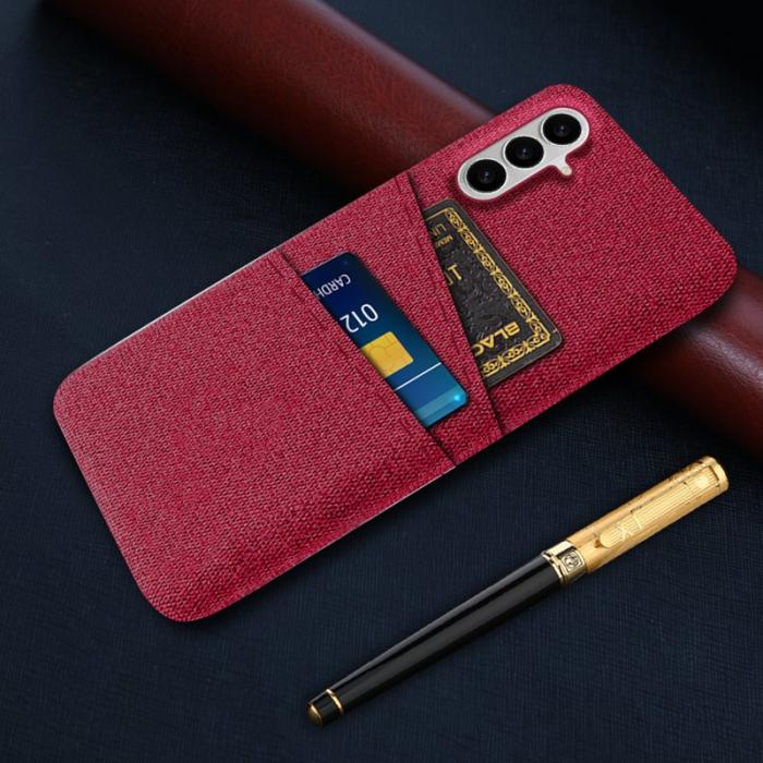 OEM - Mobilfodral för Samsung Galaxy S26 Plus Konstläder med kortfack - Röd