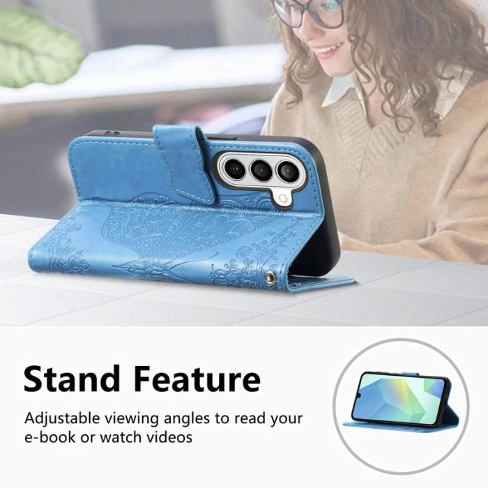 OEM - Plånboksfodral för Samsung Galaxy S26 Plus Konstläder med rem - Blå