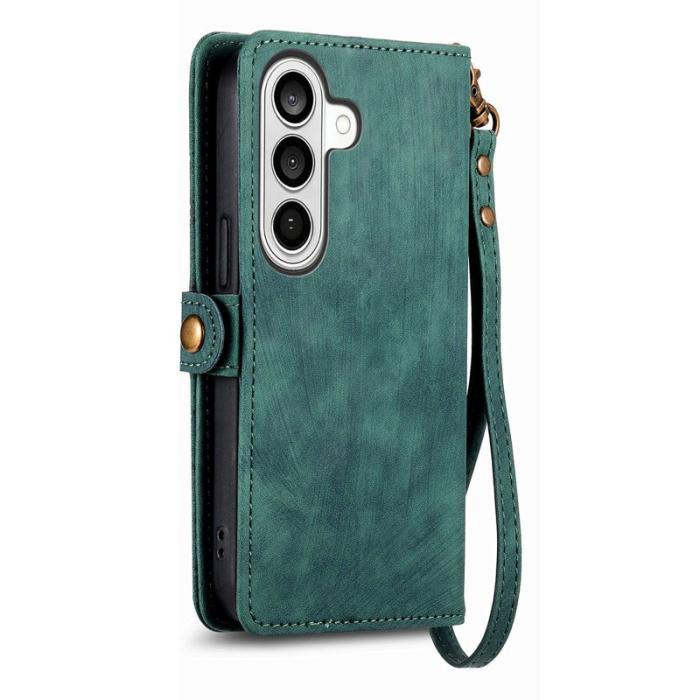 OEM - Plånboksfodral för Samsung Galaxy S26 Plus Konstläder med rem - Grön