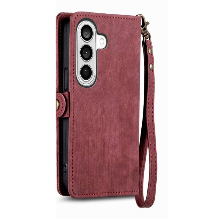 OEM - Plånboksfodral för Samsung Galaxy S26 Plus Konstläder med rem - Röd