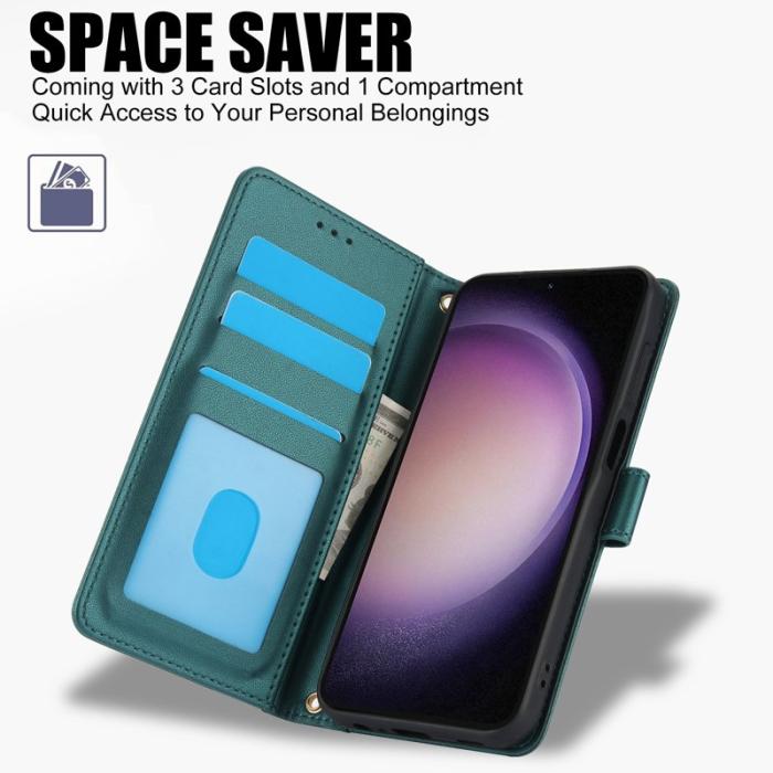 OEM - Plånboksfodral för Samsung Galaxy S26 Plus Konstläder Ställ - Grön