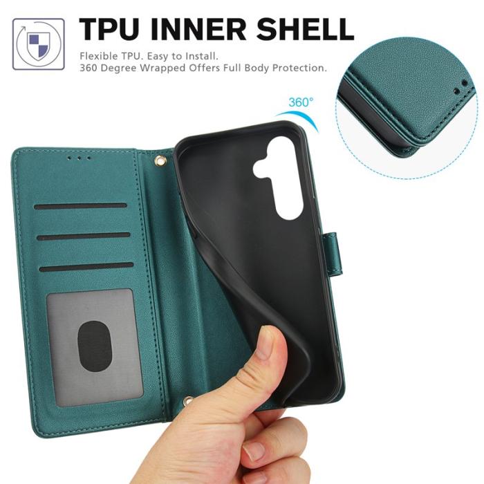 OEM - Plånboksfodral för Samsung Galaxy S26 Plus Konstläder Ställ - Grön