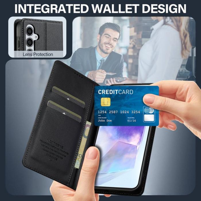 LC.imeeke - LC.IMEEKE Plånboksfodral för Samsung Galaxy S26 Plus Konstläder Ställ - Svart