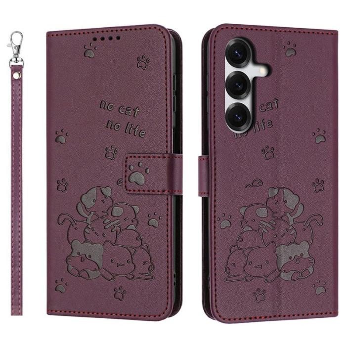 OEM - Plånboksfodral för Samsung Galaxy S26 Plus Konstläder - Vinröd