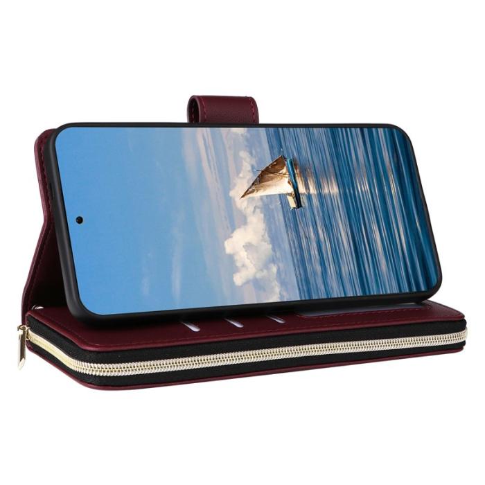 OEM - Plånboksfodral för Samsung Galaxy S26 Plus Konstläder - Vinröd