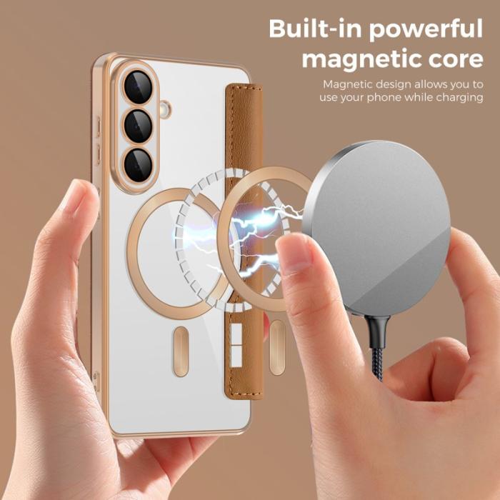 OEM - Mobilfodral för Samsung Galaxy S26 Plus Magnetiskt Äkta läder - Brun