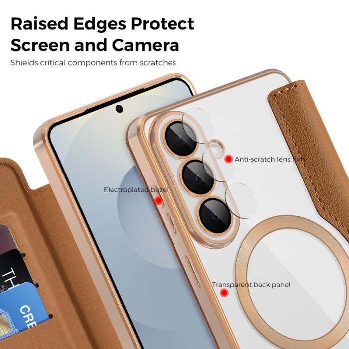 OEM - Mobilfodral för Samsung Galaxy S26 Plus Magnetiskt Äkta läder - Brun