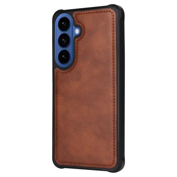 OEM - Plånboksfodral för Samsung Galaxy S26 Plus Magnetiskt Äkta läder - Brun