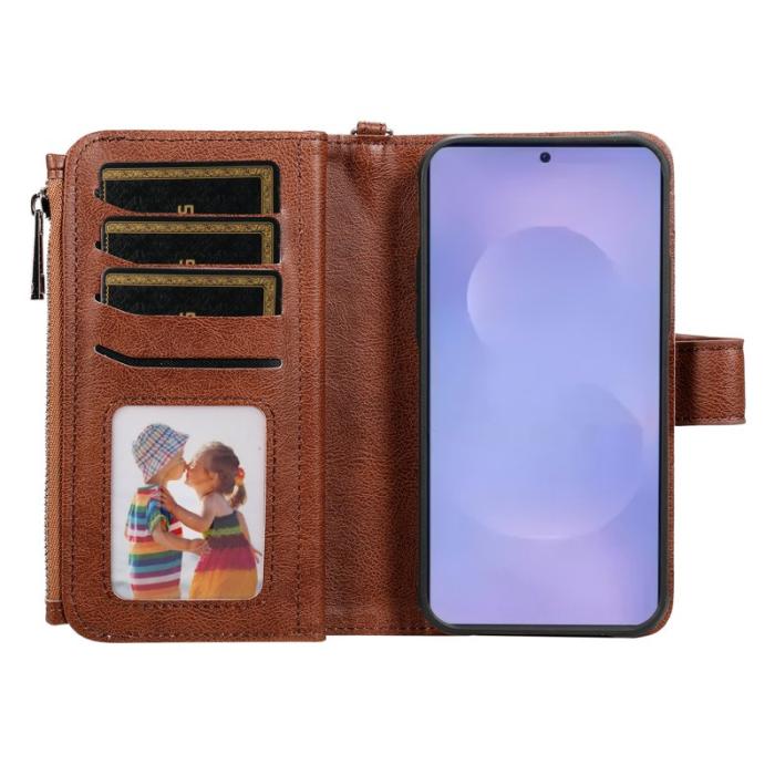 OEM - Plånboksfodral för Samsung Galaxy S26 Plus Magnetiskt Äkta läder - Brun