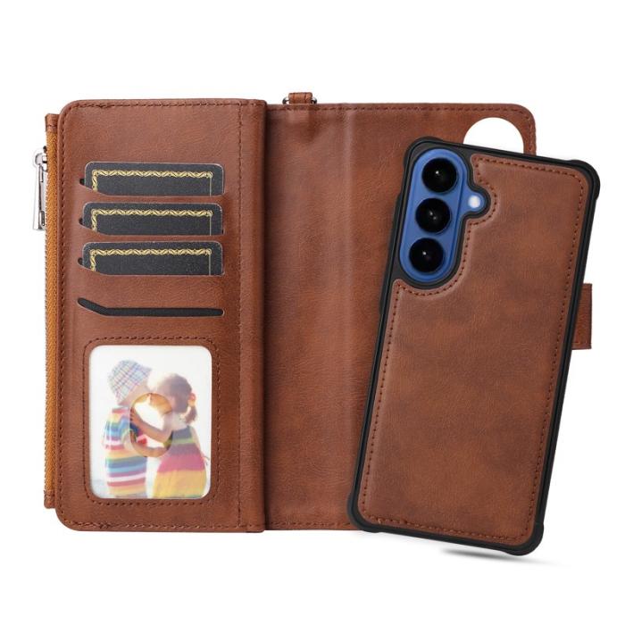 OEM - Plånboksfodral för Samsung Galaxy S26 Plus Magnetiskt Äkta läder - Brun