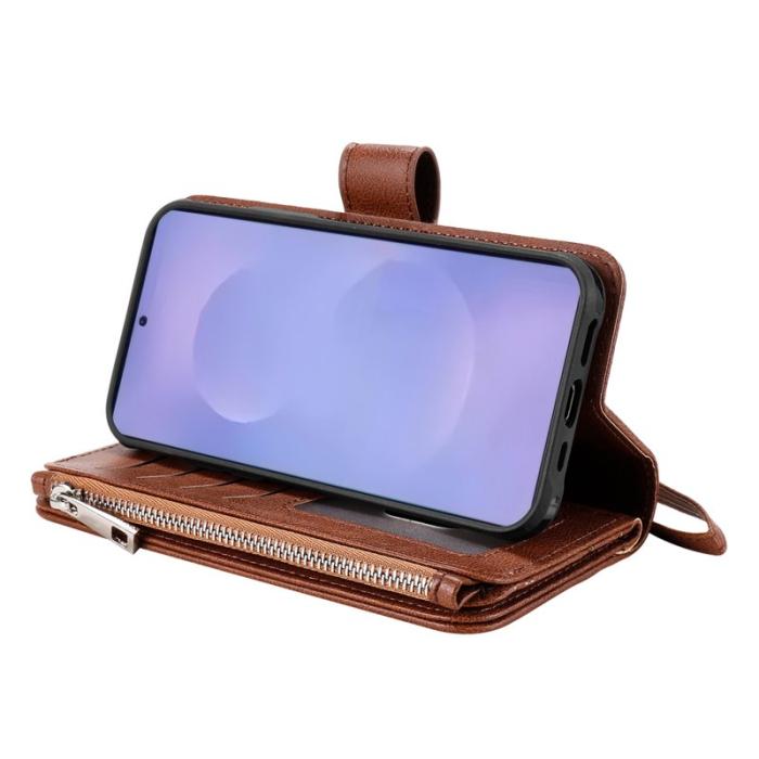 OEM - Plånboksfodral för Samsung Galaxy S26 Plus Magnetiskt Äkta läder - Brun