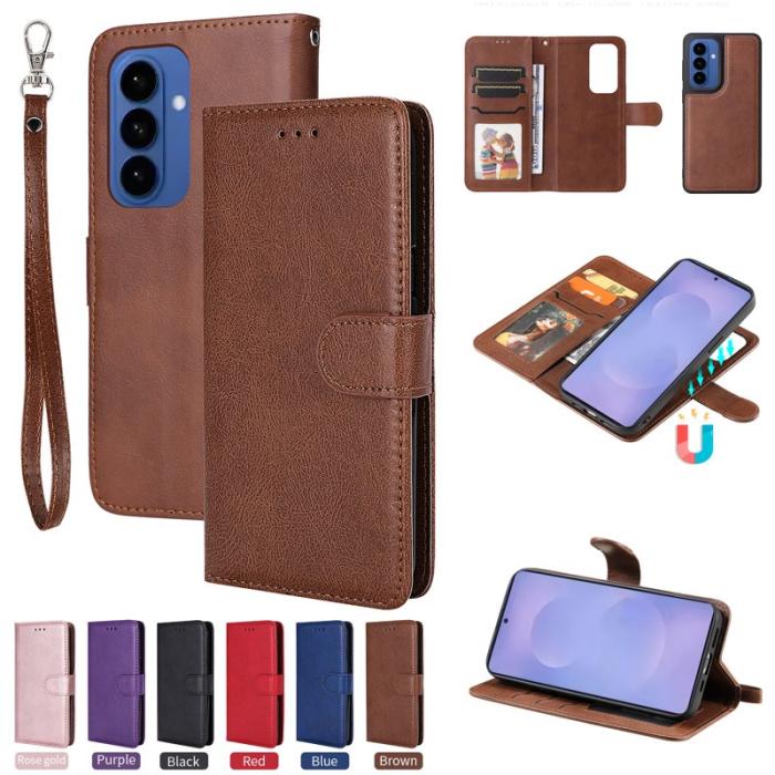 OEM - Plånboksfodral för Samsung Galaxy S26 Plus Magnetiskt Äkta läder - Brun