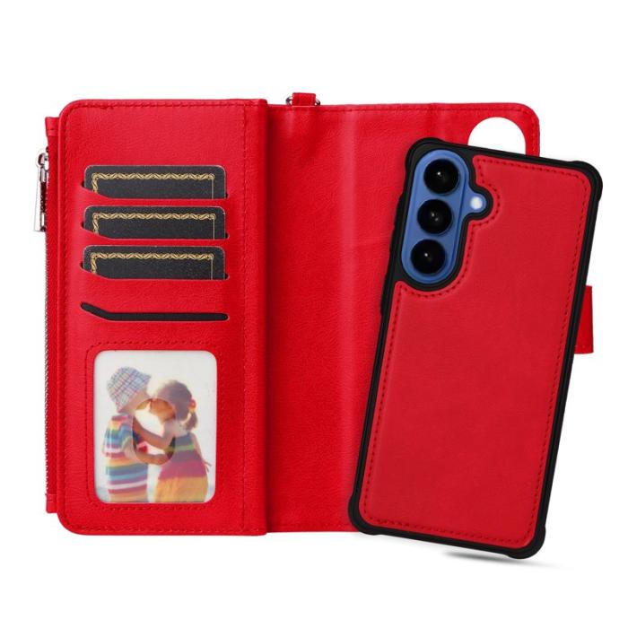 OEM - Plånboksfodral för Samsung Galaxy S26 Plus Magnetiskt Äkta läder - Röd