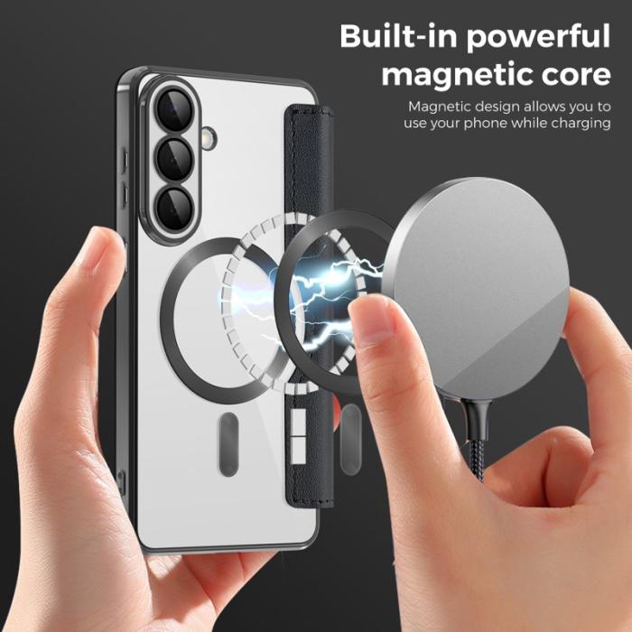 OEM - Mobilfodral för Samsung Galaxy S26 Plus Magnetiskt Äkta läder - Svart