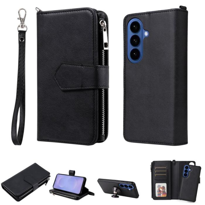 OEM - Plånboksfodral för Samsung Galaxy S26 Plus Magnetiskt Äkta läder - Svart