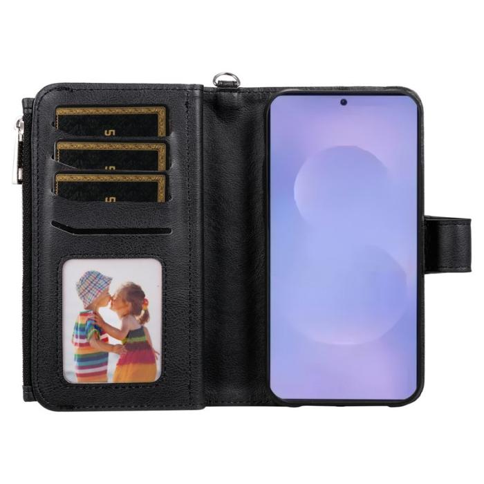 OEM - Plånboksfodral för Samsung Galaxy S26 Plus Magnetiskt Äkta läder - Svart