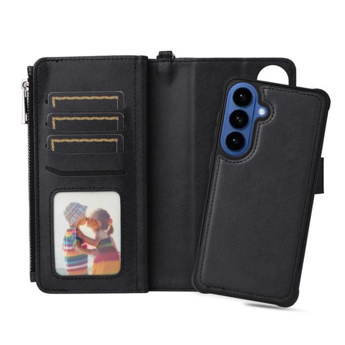 OEM - Plånboksfodral för Samsung Galaxy S26 Plus Magnetiskt Äkta läder - Svart