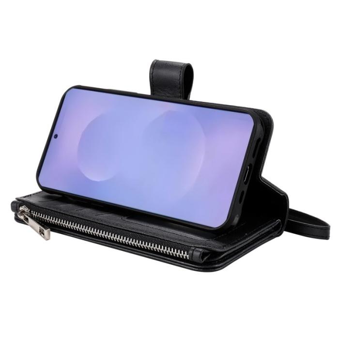 OEM - Plånboksfodral för Samsung Galaxy S26 Plus Magnetiskt Äkta läder - Svart