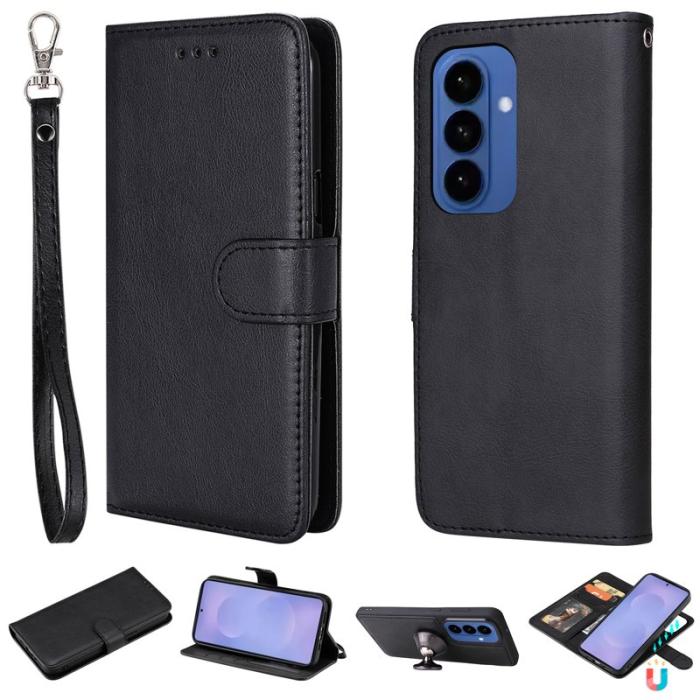 OEM - Plånboksfodral för Samsung Galaxy S26 Plus Magnetiskt Äkta läder - Svart