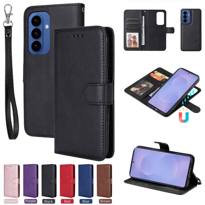 OEM - Plånboksfodral för Samsung Galaxy S26 Plus Magnetiskt Äkta läder - Svart