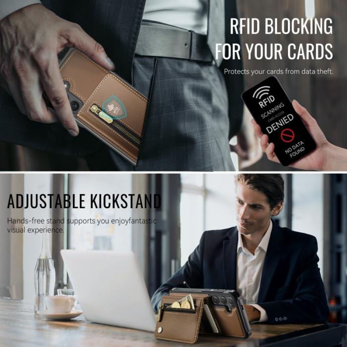 JEEHOOD - JEEHOOD Plånboksfodral för Samsung Galaxy S26 Plus Magnetiskt Konstläder - Brun