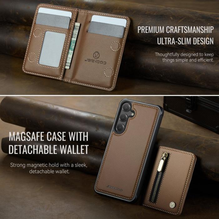 JEEHOOD - JEEHOOD Plånboksfodral för Samsung Galaxy S26 Plus Magnetiskt Konstläder - Brun